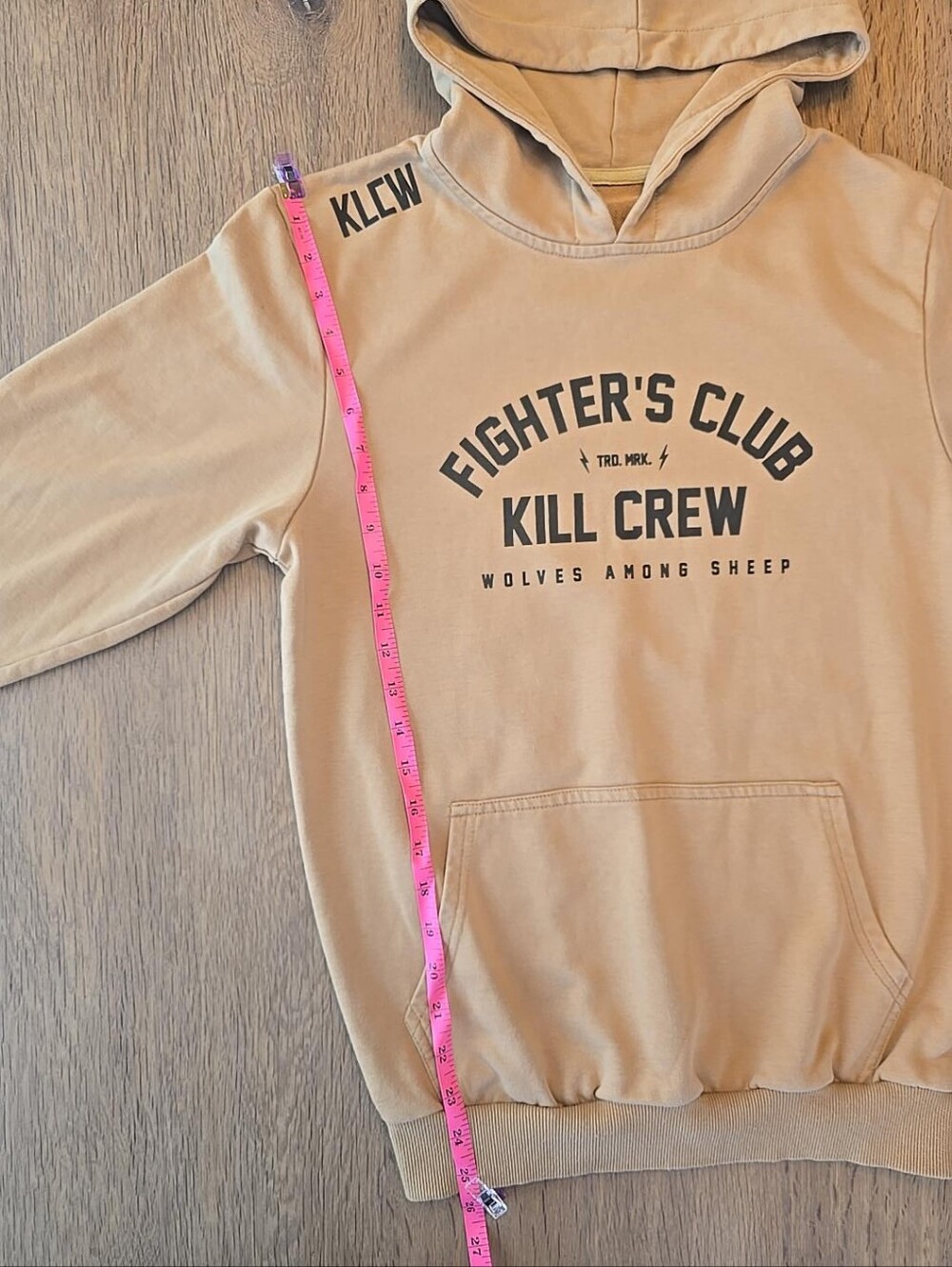 Kill Crew Fighter's Club Hoodie Tan Beige Graphic Pullover Men's Small - Picture 7 of 8